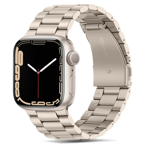 Compatible With Apple Watch Band 42mm (Series 10) 41mm 40mm 38mm Premium Stainless Steel Metal Replacement Strap Compatible With Apple Watch SE Series 10 9 8 7 6 5 4 3 2 1 (Starlight)