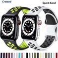 thumbnail image 1 of Compatible for Apple Watch Band 44mm 42mm 45mm 41mm 40mm 38mm, Soft Silicone Strap Breathable Replacement Sport Bands for Apple Watch SE Series 7 6 5 4 3 2 1 Men Women -white-black, 1 of 9