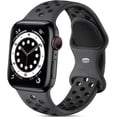 thumbnail image 1 of Compatible for Apple Watch Band 44mm 42mm 45mm 41mm 40mm 38mm, Soft Silicone Strap Breathable Replacement Sport Bands for Apple Watch SE Series 7 6 5 4 3 2 1 Men Women -gray black, 1 of 9