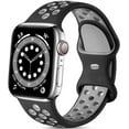 thumbnail image 1 of Compatible for Apple Watch Band 44mm 42mm 45mm 41mm 40mm 38mm, Soft Silicone Strap Breathable Replacement Sport Bands for Apple Watch SE Series 7 6 5 4 3 2 1 Men Women -black-gray, 1 of 9