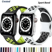 LEIXIUER Compatible for Apple Watch Band 44mm 42mm 45mm 41mm 40mm 38mm, Soft Silicone Strap Breathable Replacement Sport Bands for Apple Watch SE Series 7 6 5 4 3 2 1 Men Women -white-black