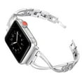 thumbnail image 1 of Compatible with Apple Watch Band 45mm 44mm 42mm 49mm Series 9 Series 8 7 6 5 4 3 2 1 SE Ultra, Bling Replacement Bracelet iWatch Band, Diamond Rhinestone Stainless Steel Metal Wristband Strap, Silver, 1 of 8
