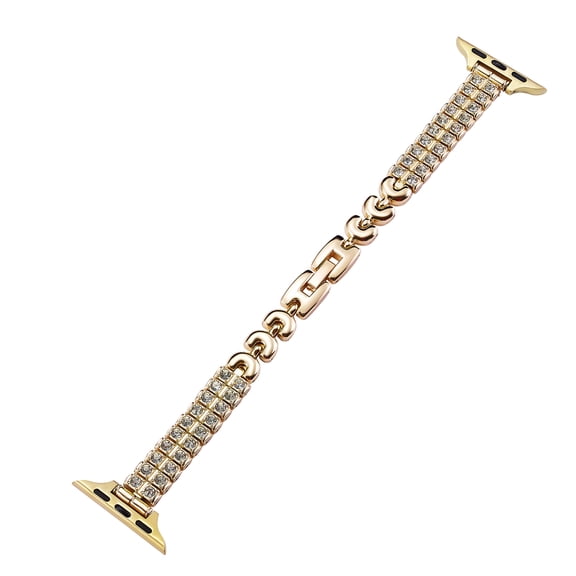 Compatible with Apple Watch Band 45mm for Women with Crystal Diamond Bling Metal Link Bracelet Strap Steel iWatch Series 9 8 7 SE2 6 5 4 3 2 1, (42/44/45/49mm),Gold