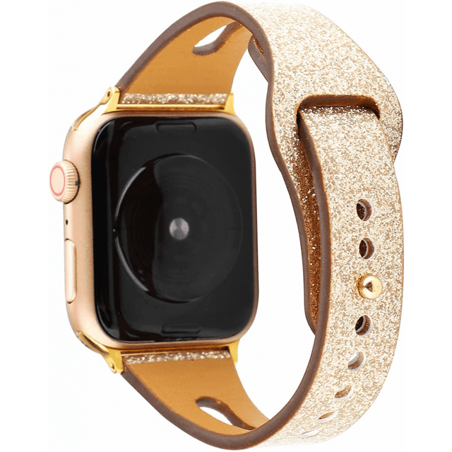 Compatible Apple Watch Band Glitter Leather 45mm 44mm 42mm Series 7 6 5