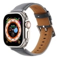 thumbnail image 1 of Compatible with Apple Watch Band Series 11 10 9 8 7 6 5 4 3 2 1 SE321 Ultra321, for iWatch 42(Series 1/2/3)/44/45/46/49mm, Genuine Leather Replacement Band for Women & Men, Gray, 1 of 6