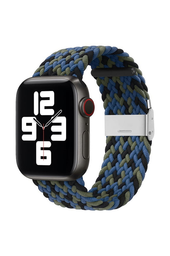 Compatible with Apple Watch Bands 38mm 40mm 41mm , Stretchable Braided Solo Loop Elastics Women Men Replacement Sport Wristband, with Stainless steel Buckles Camouflage