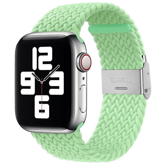 Compatible with Apple Watch Bands 38mm 40mm 41mm, Stretchable Braided Solo Loop Elastics Women Men Replacement Sport Wristband with Stainless steel Buckles Pistachio