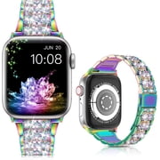 Compatible with Apple Watch Bling Band Women 46mm 45mm 44mm 42mm Series 11 10 9 8 7 6 5 4 3 2 1 SE, Upgraded Sparkle Replacement Bracelet iWatch Band, Rhinestone Stainless Steel Metal Strap