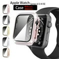 thumbnail image 1 of Compatible with Apple Watch Case 44mm 40mm with Screen Protector Bling Case Crystal Diamond Tempered Glass Protective Cover for Apple Watch Series 6 5 4 SE,rose pink, 1 of 8
