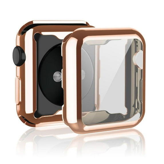 Compatible with Apple Watch Series 10 46mm Screen Protector,Soft TPU HD High Sensitivity Protective Cover with All Around Anti-Fall Compatible with Apple Watch Series 10 46mm Case,Rosegold