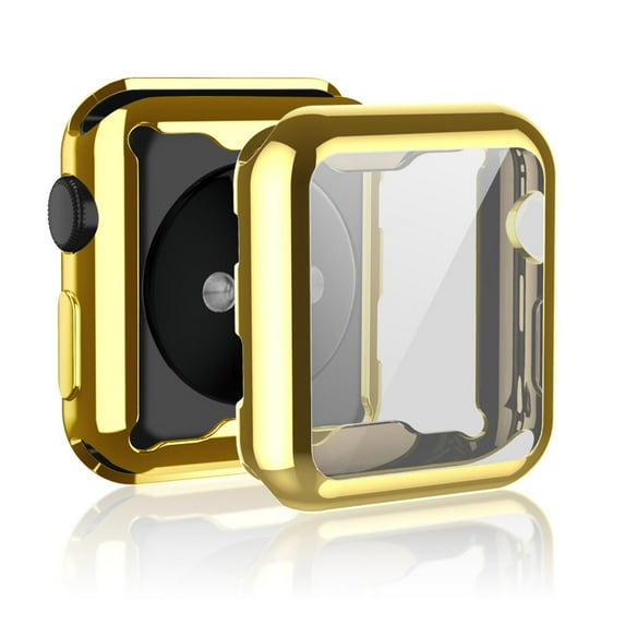 Compatible with Apple Watch Series 10 46mm Screen Protector,Soft TPU HD High Sensitivity Protective Cover with All Around Anti-Fall Compatible with Apple Watch Series 10 46mm Case,Gold