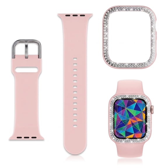 Compatible for Apple Watch Series 11 10 Band 46mm 42mm 40mm  with Bumper, Bling Glitter Women Silicone Soft Comfortable Strap for iWatch Band 46mm 44mm 42mm 40mm 38mm