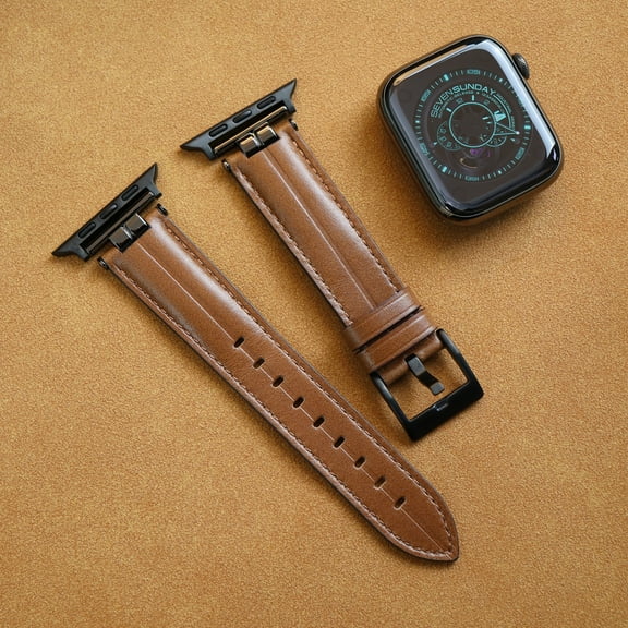 Compatible for Apple Watch Series 38mm 40mm 41mm I-Shape Leather Apple Watch Band Women Men Metal Buckle Strap Replacement for iWatch SE 2/1 Series 9 8 7 6 5 4 3 2 1,Brown