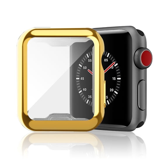 Compatible with Apple Watch Series 9/8/7 41mm Screen Protector,Soft TPU HD High Sensitivity Protective Cover with All Around Anti-Fall Compatible with Apple Watch Series 9/8/7 41mm Case,Gold
