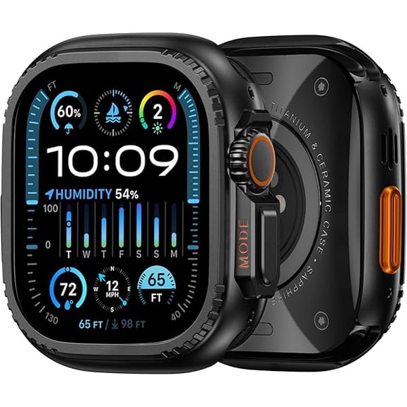 Compatible with Apple Watch Ultra 3 2 1 Case 49mm: Rugged Metal Bumper for iWatch Ultra 3/2/1 Thin Frame Ceramic Like Back Cover Stylish NO Front - Screen Protector Black