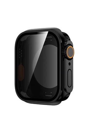 Compatible with Apple Watch iWatch Series 10 46mm 2-in-1 Case,Built-in Anti-peeping Screen Protector,Hard Cover Anti-Scratch Shockproof Ultra Slim Watch Case Cover,Black