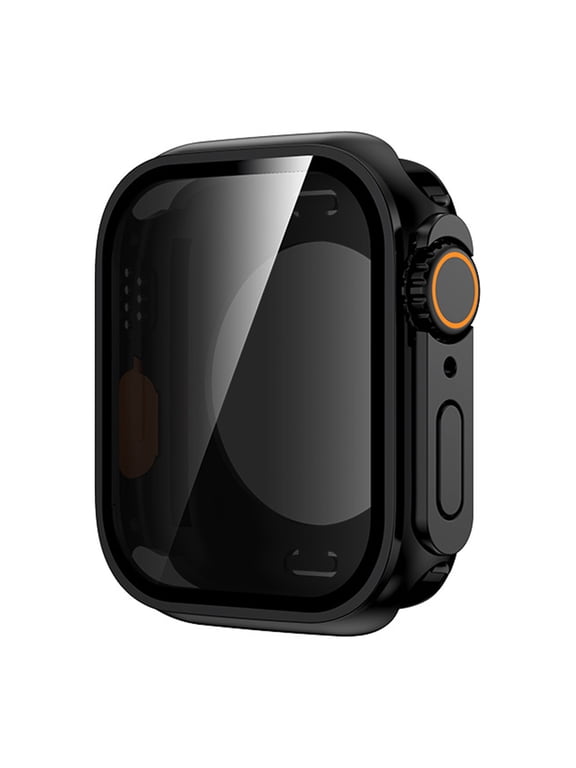 Compatible with Apple Watch iWatch Series 10 46mm 2-in-1 Case,Built-in Anti-peeping Screen Protector,Hard Cover Anti-Scratch Shockproof Ultra Slim Watch Case Cover,Black