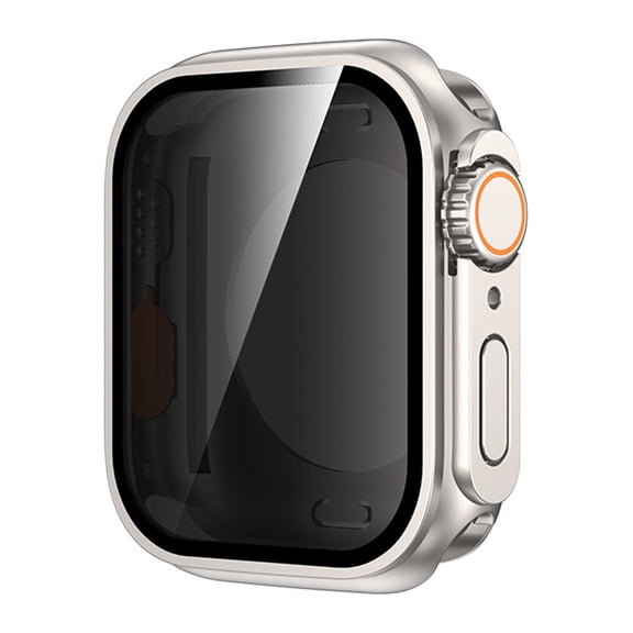 Compatible with Apple Watch iWatch Series 9/8/7 41mm 2-in-1 Case,Built-in Anti-peeping Screen Protector,Hard Cover Anti-Scratch Shockproof Ultra Slim Watch Case Cover,Titaniumgold