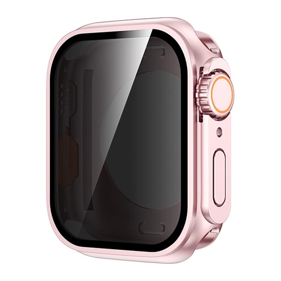 Compatible with Apple Watch iWatch Series 9/8/7 41mm 2-in-1 Case,Built-in Anti-peeping Screen Protector,Hard Cover Anti-Scratch Shockproof Ultra Slim Watch Case Cover,Rosegold
