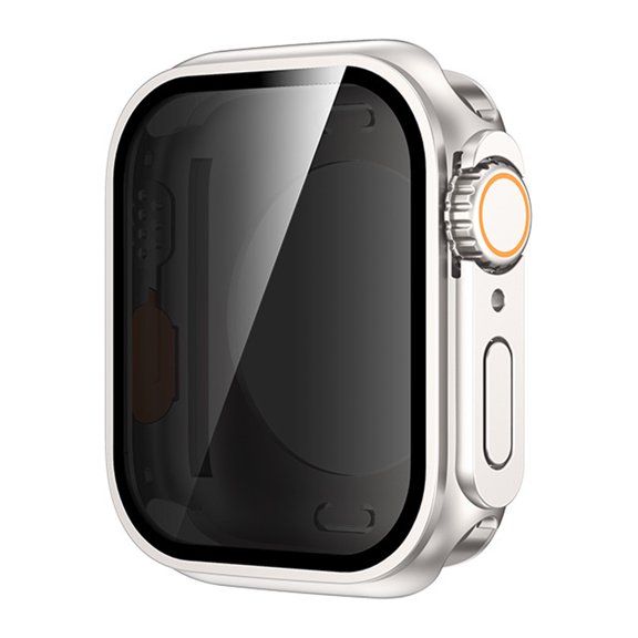Compatible with Apple Watch iWatch Series 9/8/7 41mm 2-in-1 Case,Built-in Anti-peeping Screen Protector,Hard Cover Anti-Scratch Shockproof Ultra Slim Watch Case Cover,Starlight