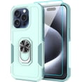 thumbnail image 1 of Compatible for Apple iPhone 15 Pro Case with Tempered Glass Screen Protector,Heavy-Duty Tough Rugged Phone Case Cover with Ring Holder Kickstand for iPhone 15 Pro (6.1", 2023) [Mint Green], 1 of 13