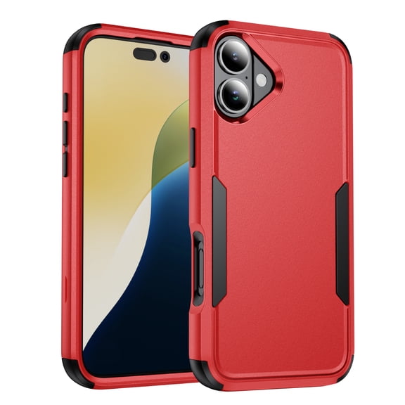 Compatible with Apple iPhone 16 Plus Case for Women Men, Military Grade Shockproof Drop Protection Anti-Scratch Bumper Rugged Matte Phone Case Cover for iPhone 16 Plus, Red