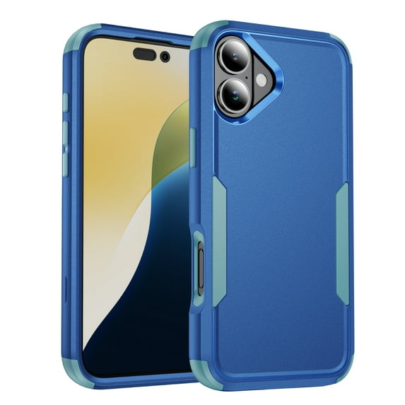 Compatible with Apple iPhone 16 Plus Case for Women Men, Military Grade Shockproof Drop Protection Anti-Scratch Bumper Rugged Matte Phone Case Cover for iPhone 16 Plus, Blue+Gray