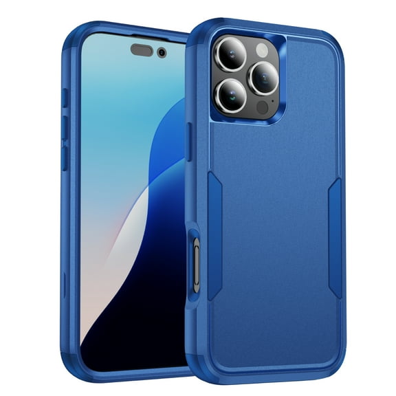 Compatible with Apple iPhone 16 Pro Max Case for Women Men, Military Grade Shockproof Drop Protection Anti-Scratch Bumper Rugged Matte Phone Case Cover for iPhone 16 Pro Max, Darkblue