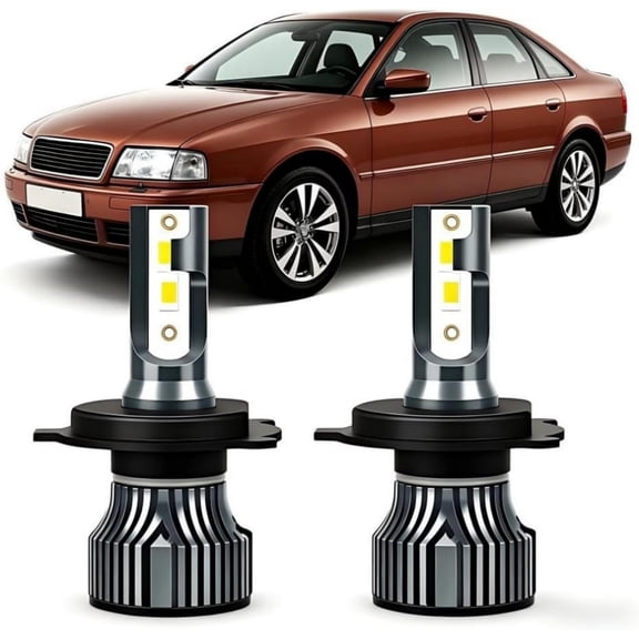 Compatible for Audi 90/90 Quattro 1993 1994 1995 Light Bulbs, High/Low Beam Lights with Cooling Fans, LED Headlight Bulbs, 60000+ Hours Lifespan, Plug and Play, 2-Pack