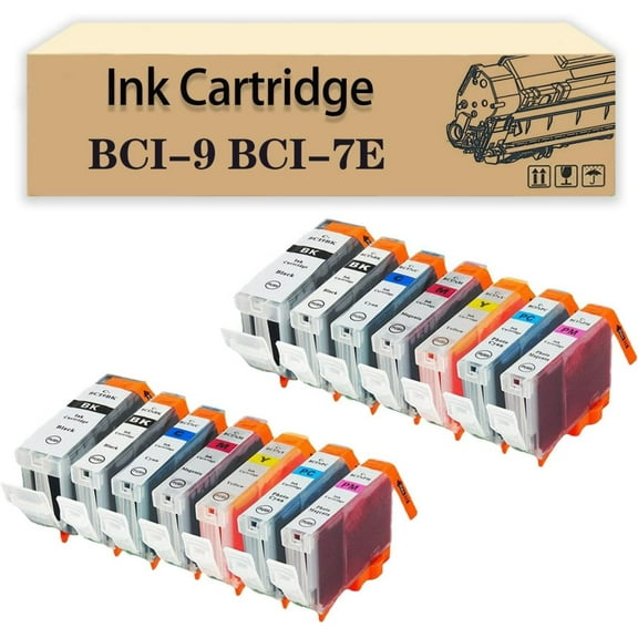 Compatible BCI-9 BCI-7E 25ML Ink Cartridges Replacement for Canon IP3000 IP3300 IP4000 IP4200 IP5200 IP5300 IX4000 IX5000 MP510 MP530 MP600 MP750 Printers 1 Set