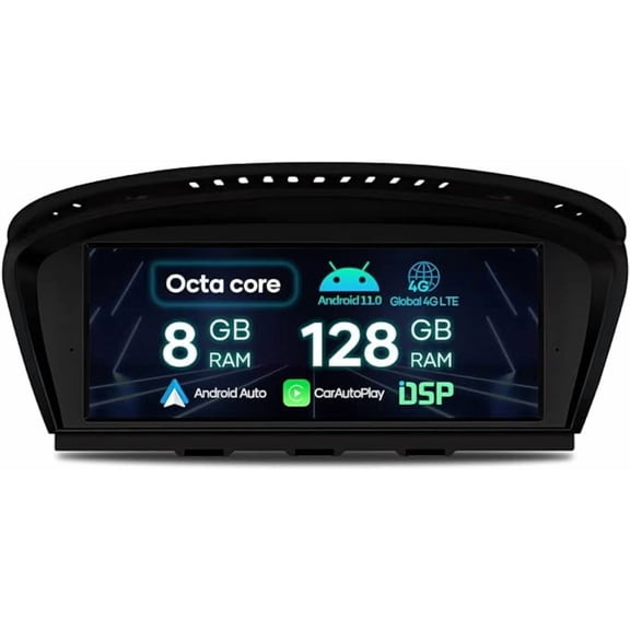 Compatible with BMW 5er E60/E61/E63/E64 (2005-2010) BMW 3er E90/E91/E92/E93 (2005-2010) Radio Android 10.0 Bluetooth GPS Navigation 8GB RAM 128GB ROM 8.8 inch