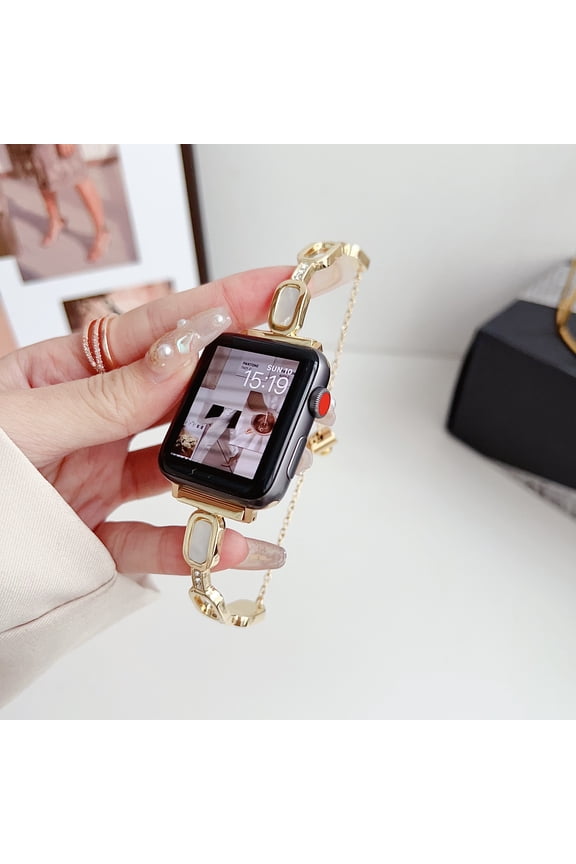 Compatible with Bling Apple Watch Band Women with Crystal Diamond Bling Metal Link Bracelet Strap Steel Apple Watch Chain iWatch Series Ultra 2/1 9 8 7 SE 6 5 4 3 2 1, 42mm 44mm 45mm 49mm,Gold