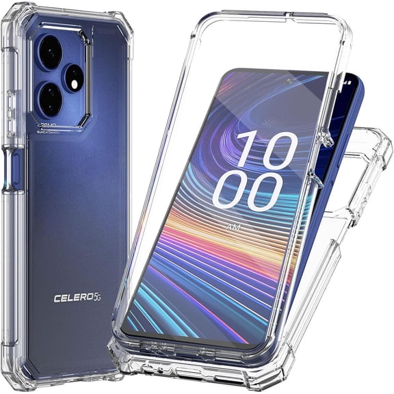 Compatible for Boost Mobile Celero 5G + Plus 2024 (3rd Version) Case, with [Built-in Screen Protector], Full-Body Drop Protector Shockproof Rugged Bumper Hybrid Celero3 5G + Phone Case (Clear)