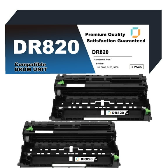 Compatible Brother DR820 Drum Unit 2 Pack to use with HL-L5000D, HL-L5100DN, HL-L5200DW, DCP-L5500DN, DCP-L5600DN, DCP-L5650DN Printers. Reliable Printing for Home & Office.
