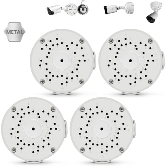 Compatible with Bullet Cameras Universal Bullet Security Camera Base Junction Box, Waterproof Metal Hide Cable Mount Bracket, Outdoor Electric Enclosure for CCTV Cams(4 Pack)
