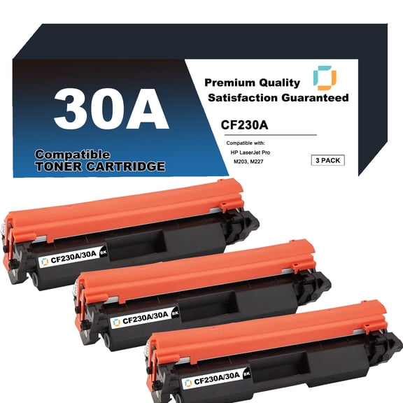 Compatible CF230A HP 30A Black Toner Cartridge 3 Pack to use with LaserJet Pro M203d, M203dn, M203dw, LaserJet Pro MFP M227d, M227fdn, M227fdw, M227sdn Printers. Reliable Printing for Home & Office.
