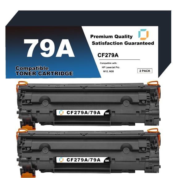 Compatible CF279A HP 79A Black Toner Cartridge 2 Pack to use with LaserJet Pro M12a, LaserJet Pro M12w, LaserJet Pro MFP M26a, LaserJet Pro MFP M26nw Printers. Reliable Printing for Home & Office.