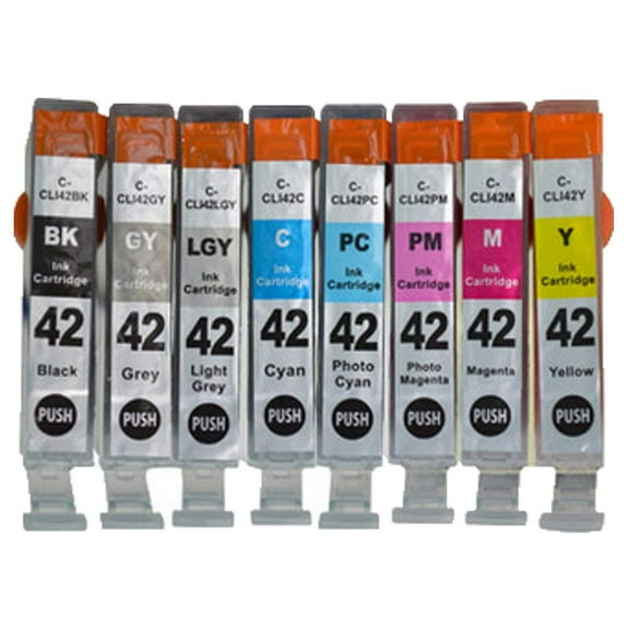Compatible CLI42 Ink Cartridge Replacement for CLI-42 CLI 42 Used for PIXMA Pro-100 Pro100 Pro-100s Pro100S Pro 100S 100 Laser Printer (8-Pack, BK/C/M/Y/PC/PM/GY/LG)