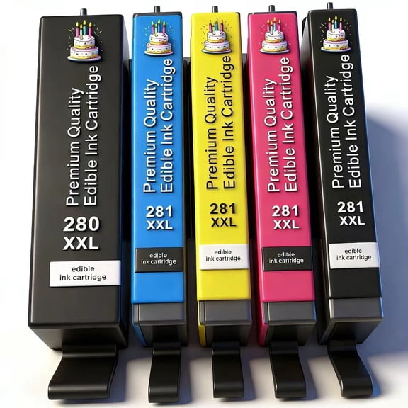 Edible Ink Cartridge Set Compatible for Canon Printers PGI-280XXL CLI-281XXL Cake and Candy Printing