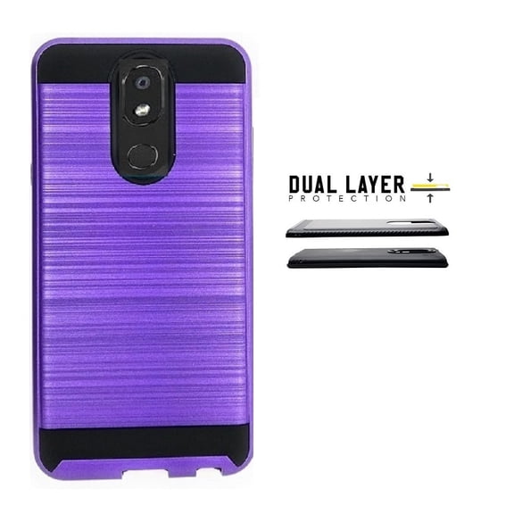 Compatible Case for LG Aristo 4 Plus/ LG Prime 2 / Straight Talk LG Journey Smartphone / LG Journey /LG Arena 2 / LG Escape Plus, Slim Metallic Brushed Design Shockproof Cover Case (Purple)