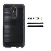 Compatible Case for LG Aristo 4 Plus/ LG Prime 2 / Straight Talk LG Journey Smartphone / LG Journey /LG Arena 2 / LG Escape Plus, Slim Metallic Brushed Design Shockproof Protective Cover Case (Black)