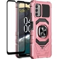 thumbnail image 1 of Compatible Case for Nokia G400 5G Case w/Tempered Glass Screen Protector [Military Grade] Ring Car Mount Kickstand Shockproof Hard Phone Case - Rose Gold, 1 of 7
