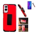 thumbnail image 1 of Compatible Case for Cricket Icon 6/ AT&T Verge, Dual Layer Shockproof 360-Degree Rotating Belt Clip Case Cover with Kickstand + Tempered Glass (Red), 1 of 10