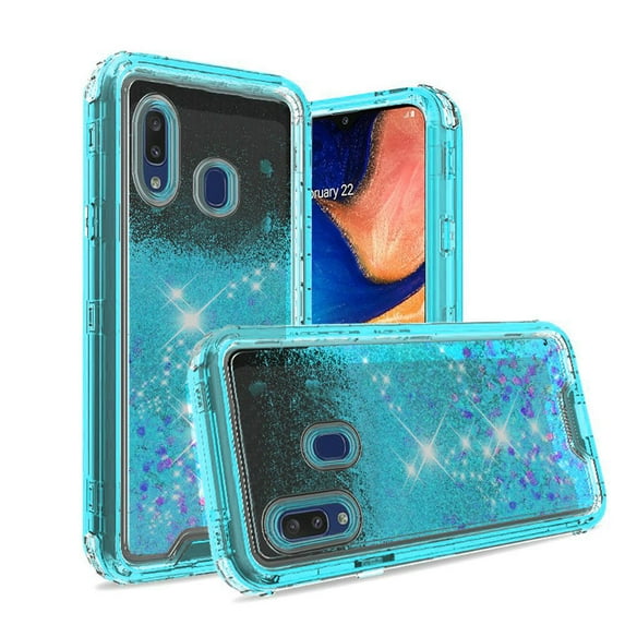 Compatible Case for Samsung Galaxy A20, Samsung Galaxy A30 Case 3N1 Series Diamond Quicksand Cute Phone Cover - Teal