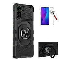 Compatible Case for Straight Talk Samsung Galaxy A26 5G/ Samsung Galaxy A26 5G, Ring Kickstand Hybrid Case Cover   Tempered Glass (Black)
