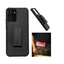 Compatible Case for TCL K33 5G/ TCL K32 5G Case, Black Shockproof 360-Degree Rotating Belt Clip Kickstand Case Cover