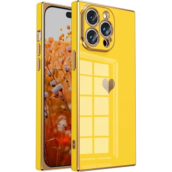 Compatible with  Case for iPhone 13 Pro Max,Cute Cases Full Lens Protection, Reinforced Corners TPU Cushion Shockproof Edge Bumper Cover iPhone 13 Pro Max Phone Case [6.7 inches] -Yellow