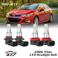 thumbnail image 1 of Compatible with Chevy Cruze 2016 2017 2018 2019 LED Headlight KIT High Low Beam Combo Bulbs (Pack of 4) , 6500K White 10,000LM Super Bright, Plug and Play, 1 of 11