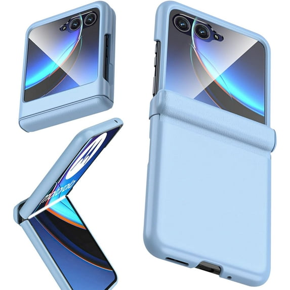 Compatible Clear Case for Motorola Razr Plus Case 2023 with Hinge Protector,Motorola Razr+ 2023 Case with Screen Protector,Electroplate Protective Moto Razr Plus 2023 Cases Moto Razr+ Case,Blue