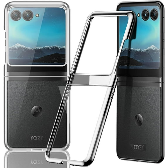 Compatible Clear Case for Motorola Razr Plus Case 2023,Motorola Razr+ 2023 Case,Ultra Slim Electroplate Lightweight Protective Cover Motorola Razr 40 Ultra Case Moto Razr Plus 2023 Cases Silver